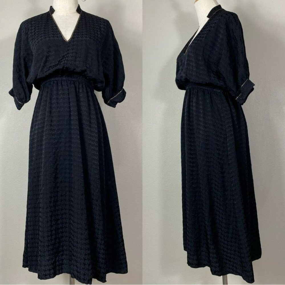 NWOT & Other Stories Stockholm Atelier Black Houndstooth Midi Dress Size 0